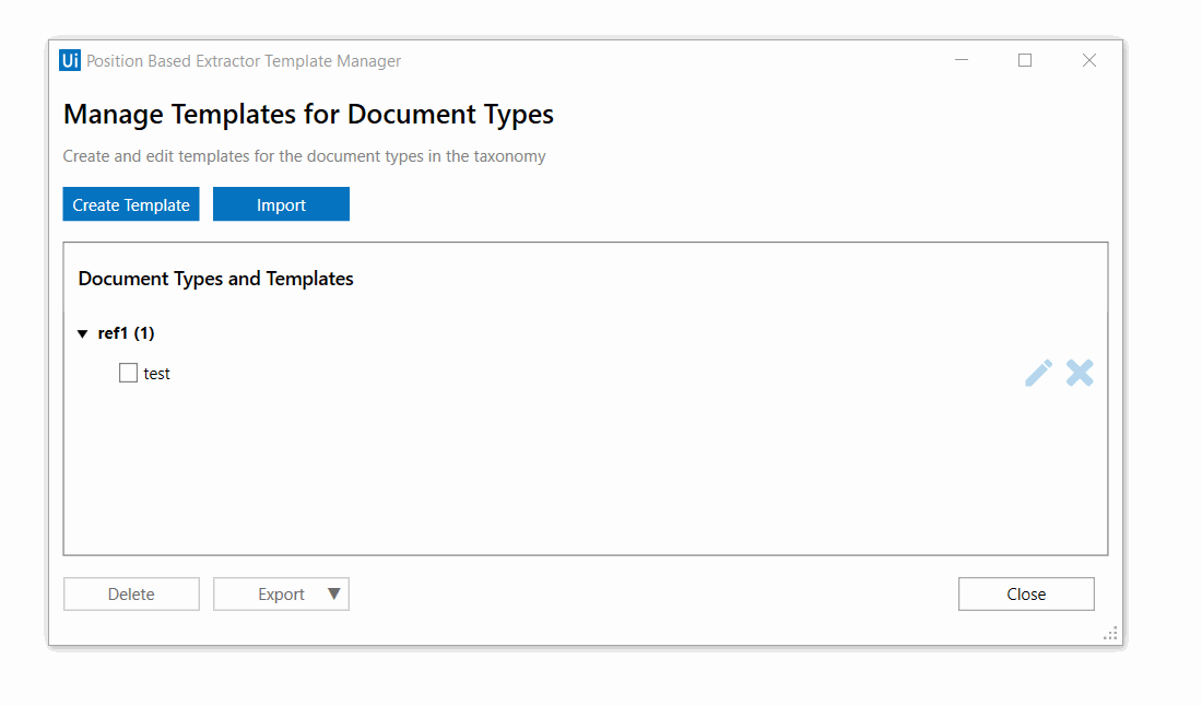 delete and  export buttons become available only when   template