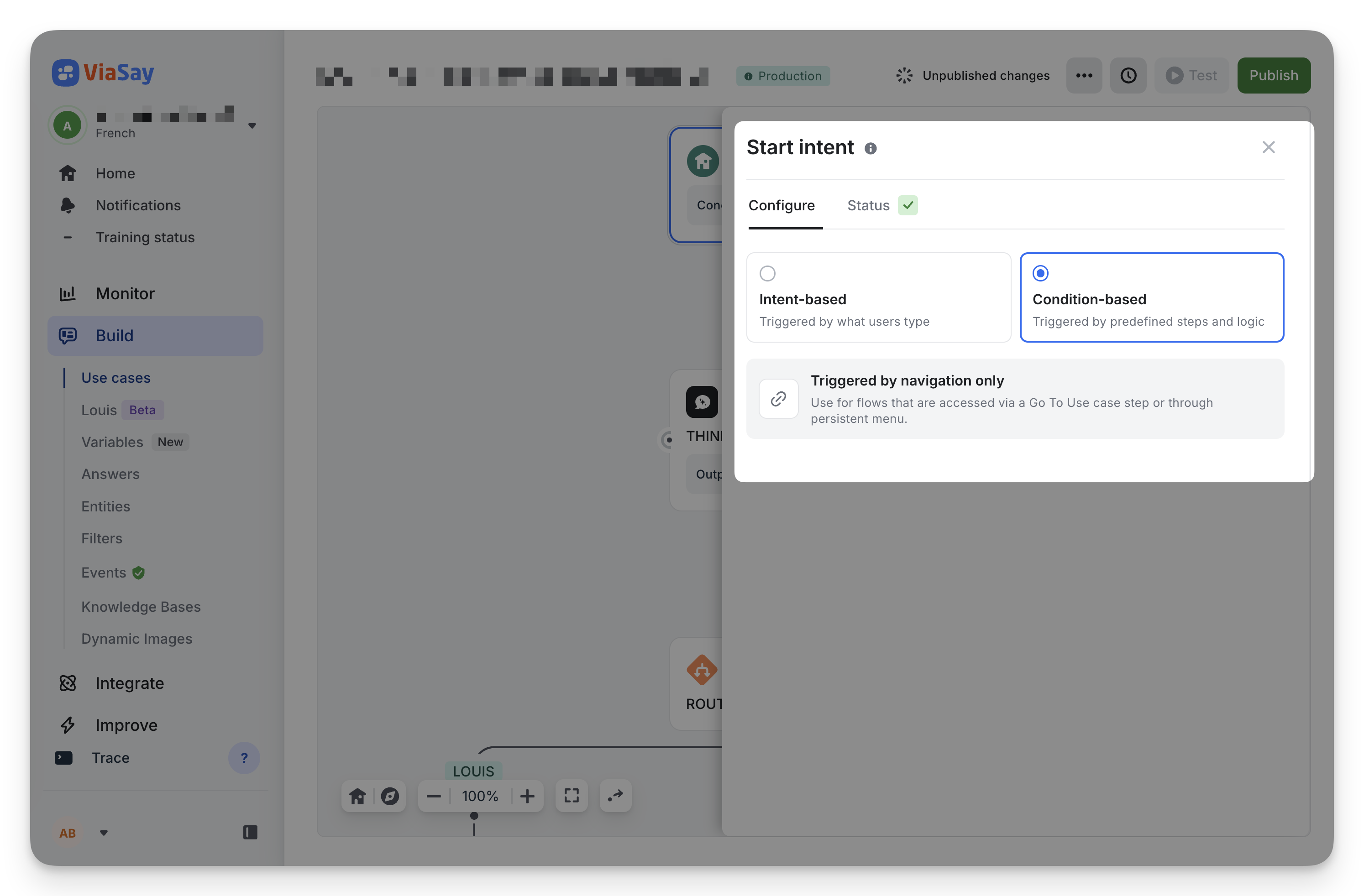 Trigger mode selector — Intent-based vs Condition-based cards