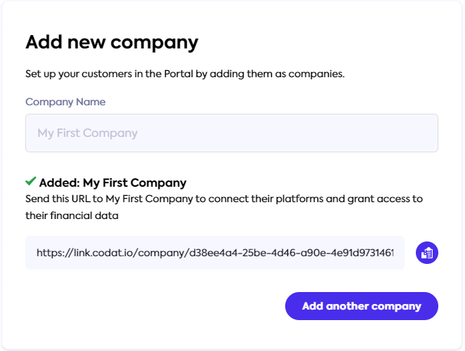 The Add new company dialog.