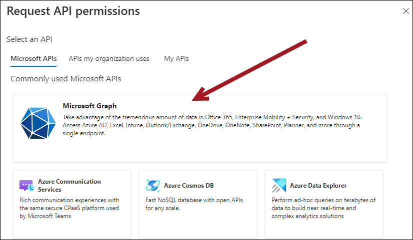 Clicking Microsoft Graph