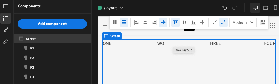 Screen row layout