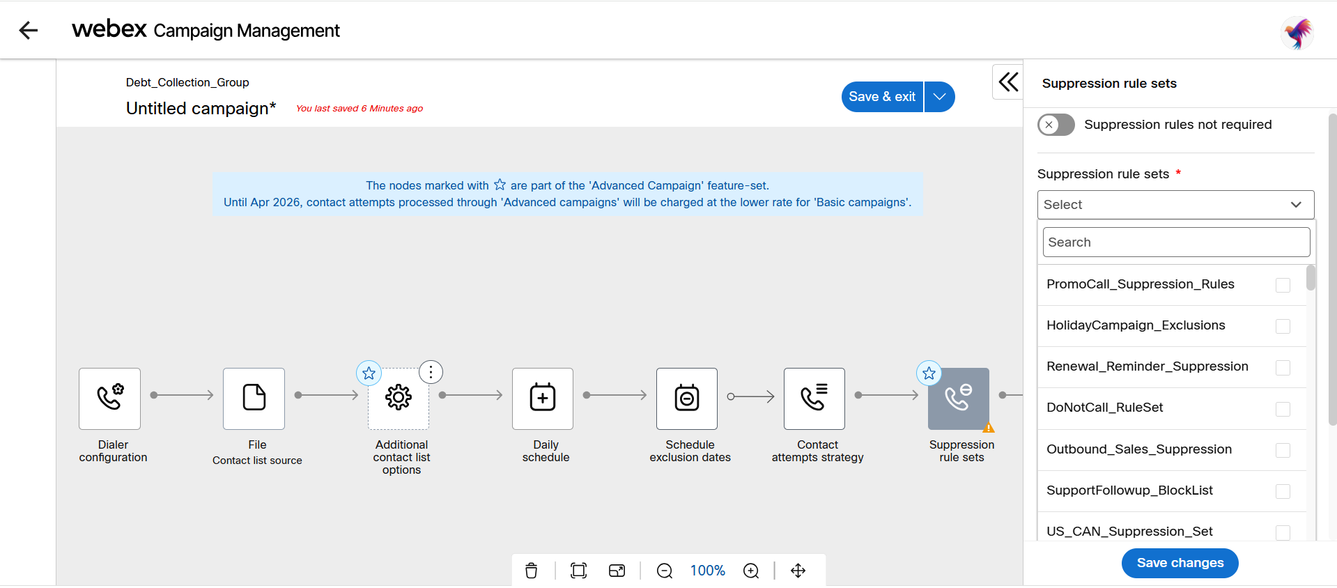 Suppression rule sets