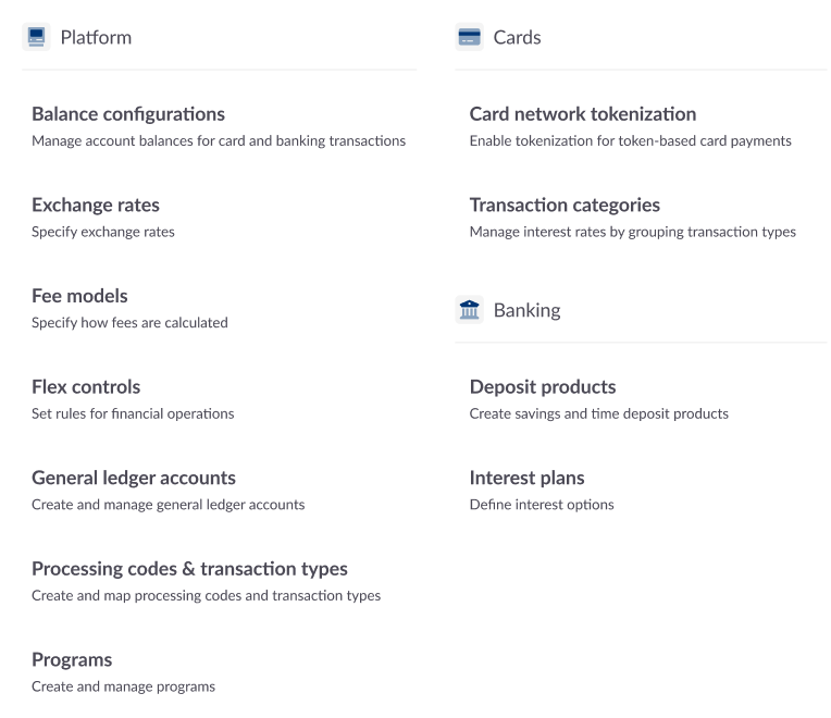 Configurations menu 