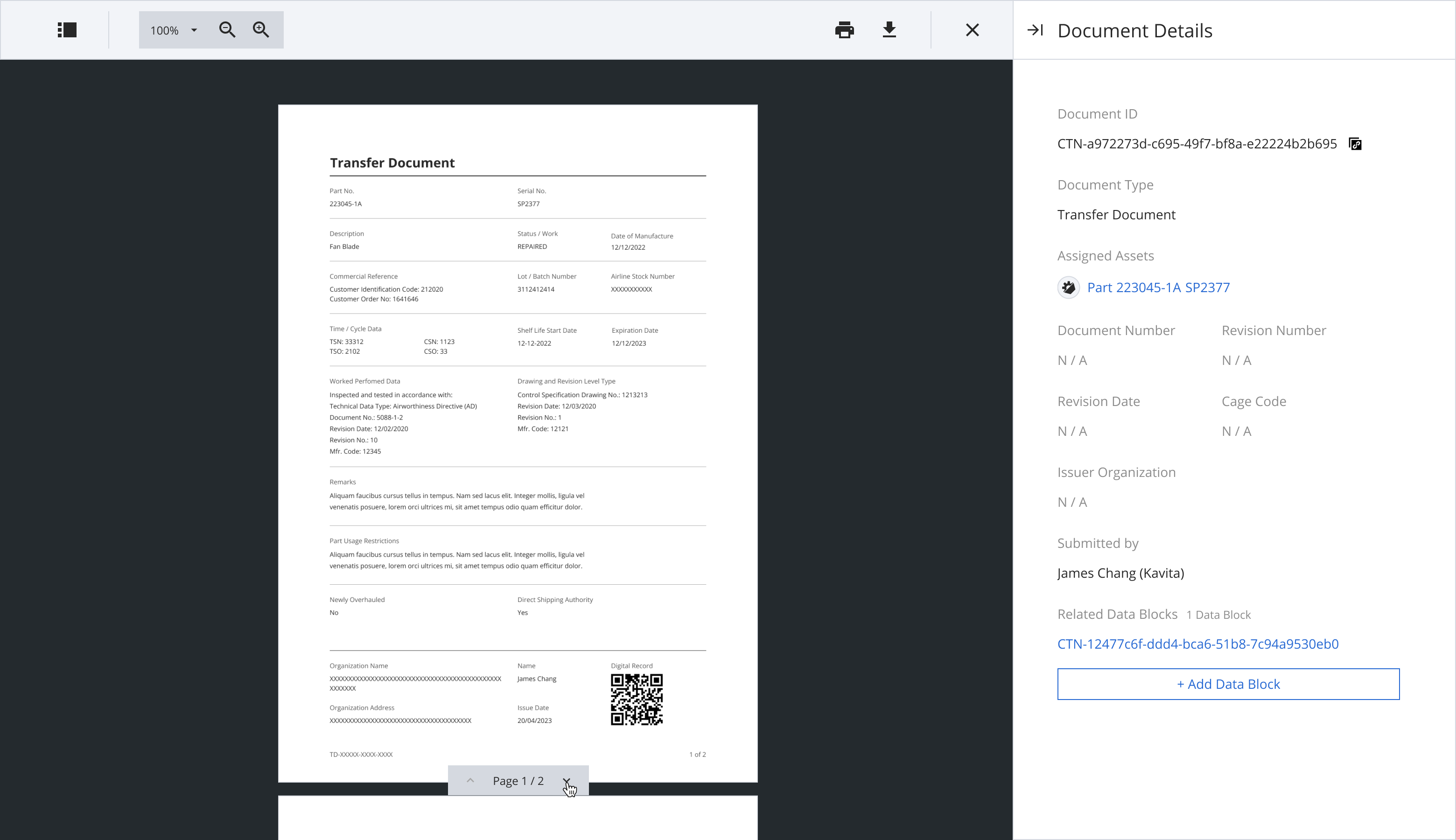 Generated Transfer Document