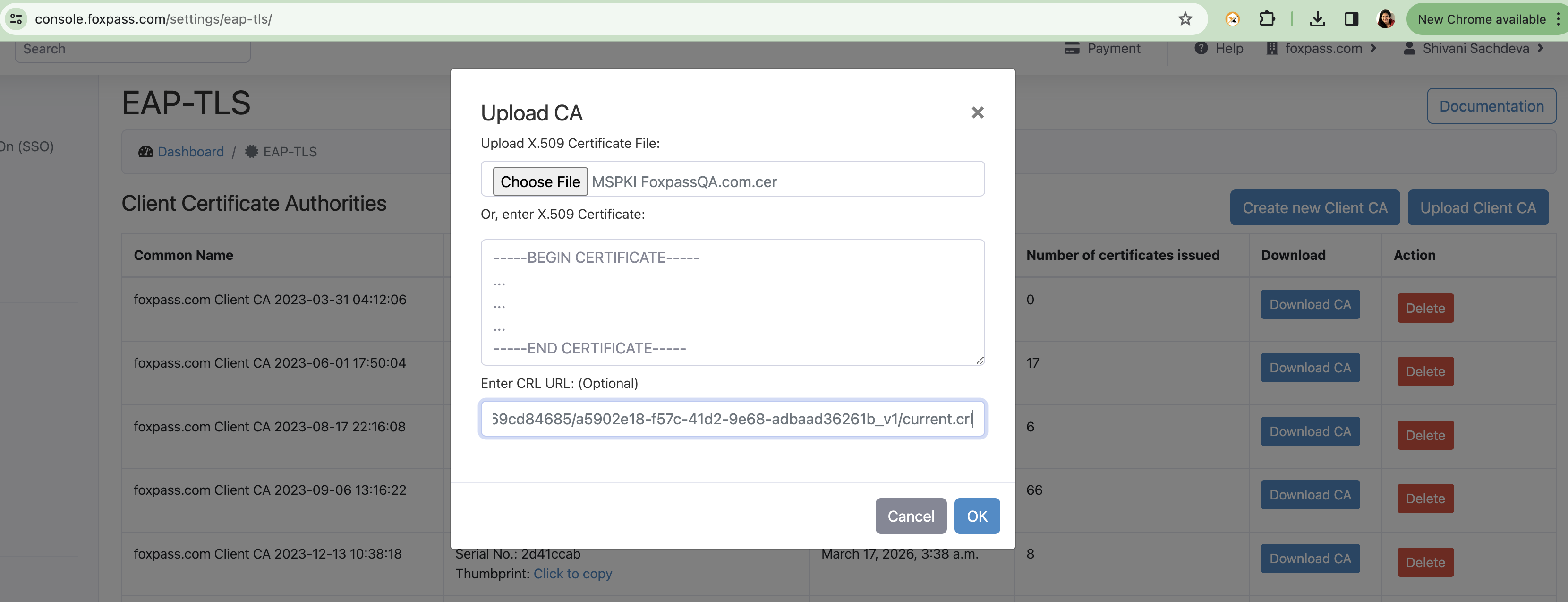 Upload Root CA