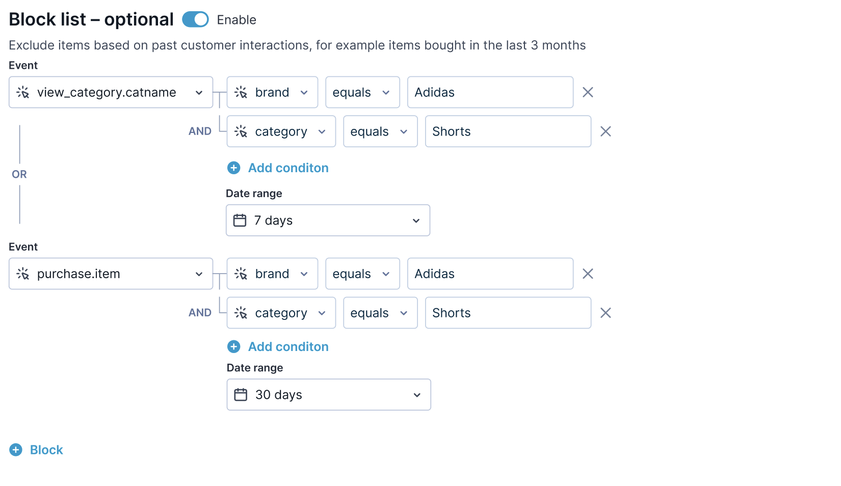 Block list example.