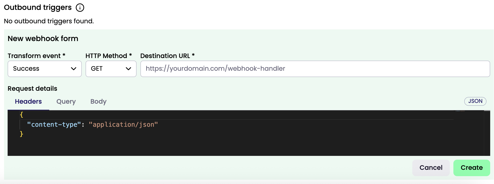 Enter Destination URL