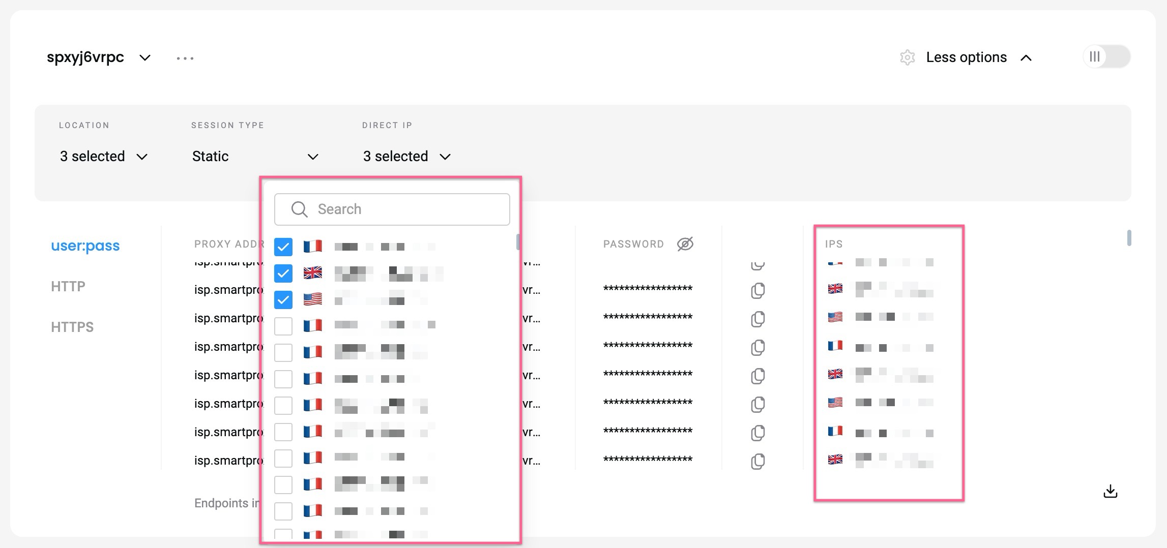 Specific IP selection as a **direct IP** parameter.