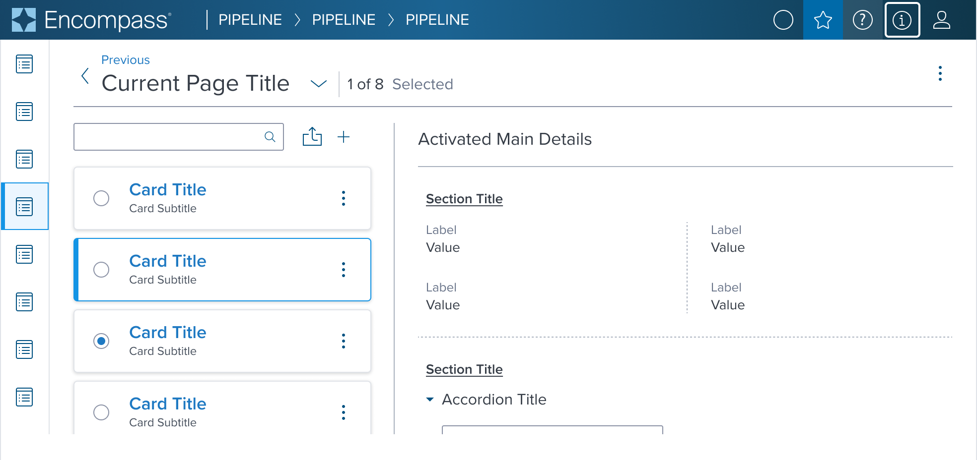 single select card within context