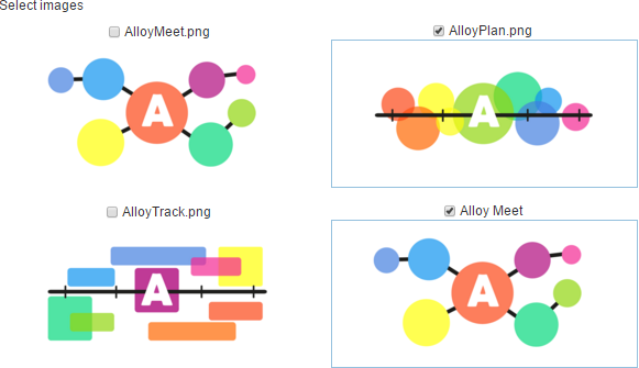 Screenshot of image choices rendered on a page where visitors select from available images