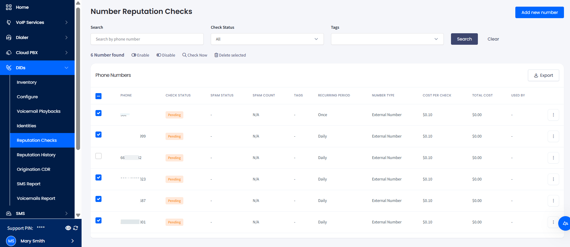 Screenshot of the checks pending