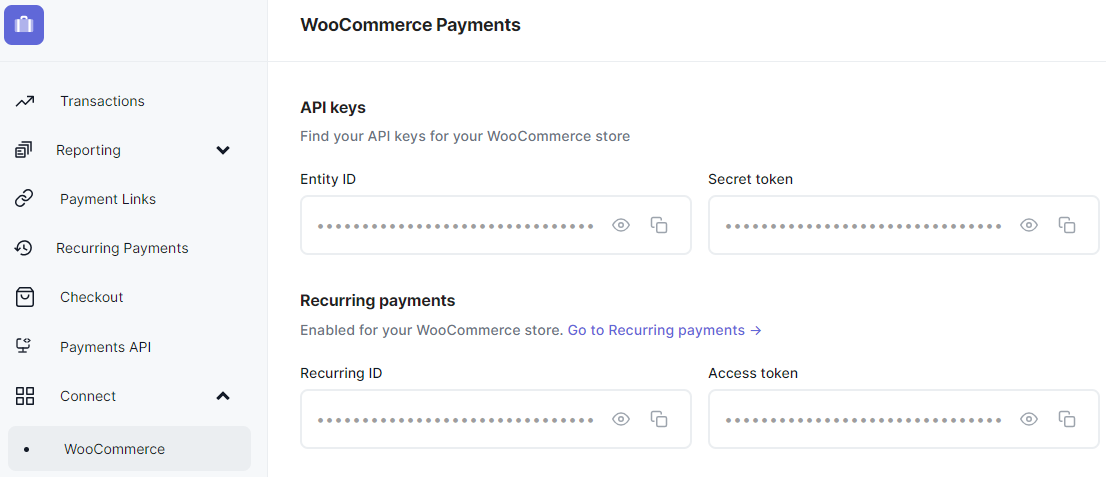 API keys for payment extensions, for example, WooCommerce.