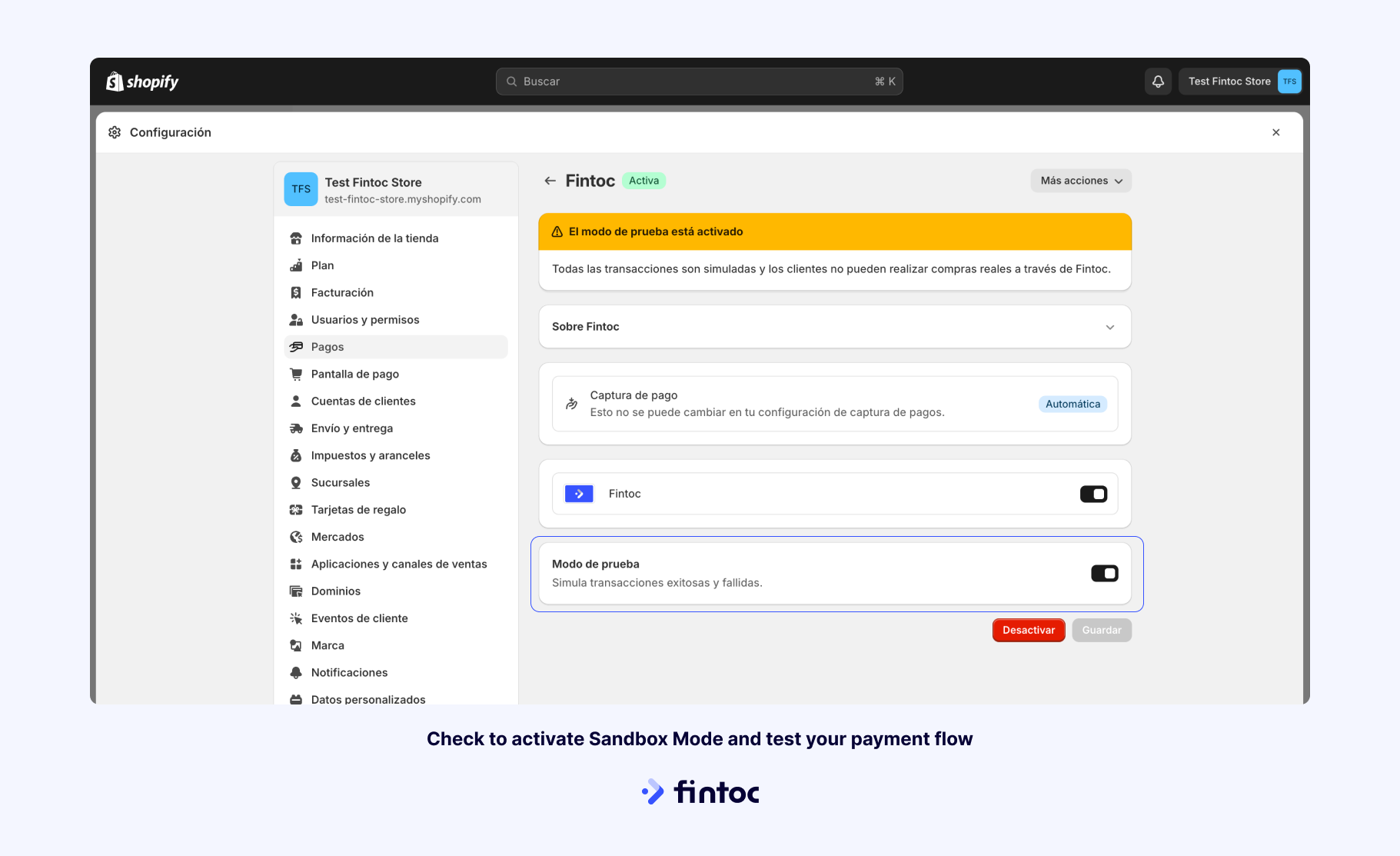 Check Test Mode and test your payment flow