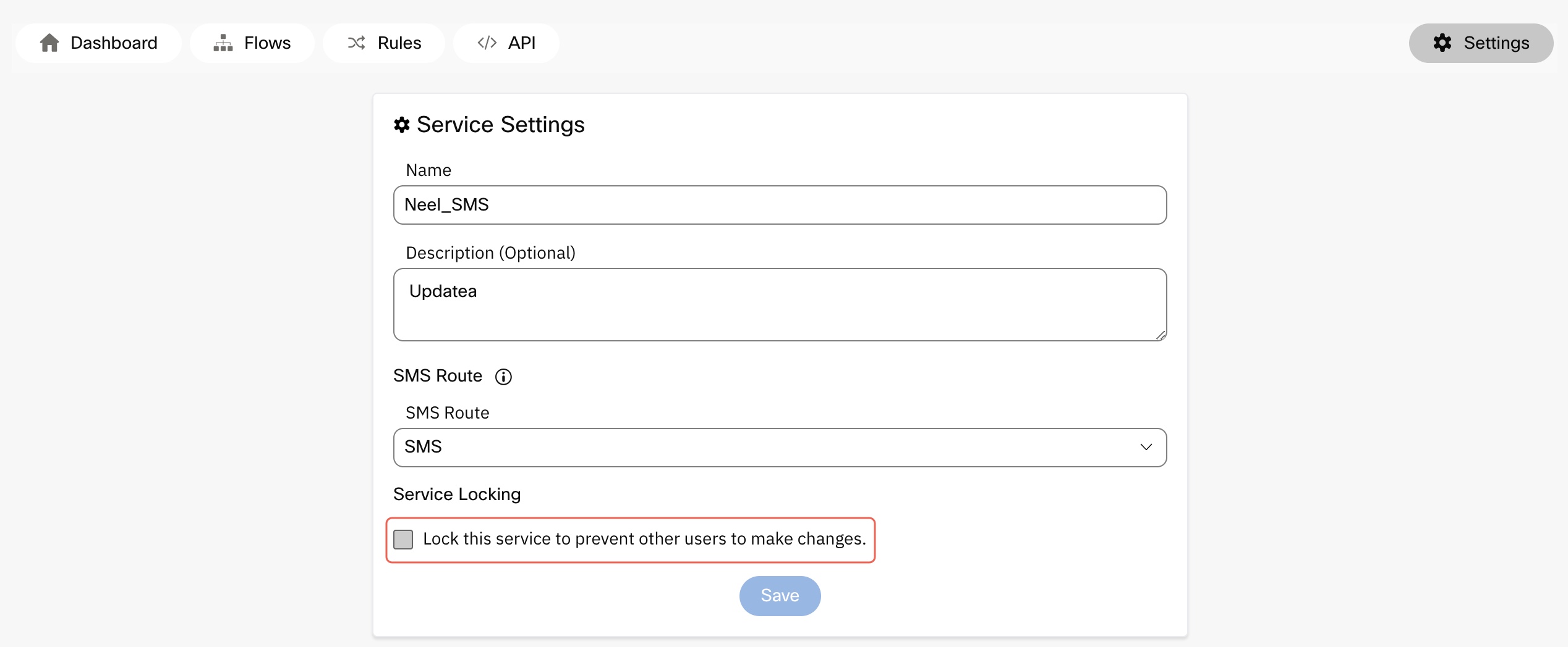 Webex Connect Service Settings