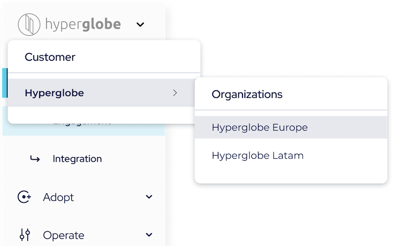 Switching between organizations