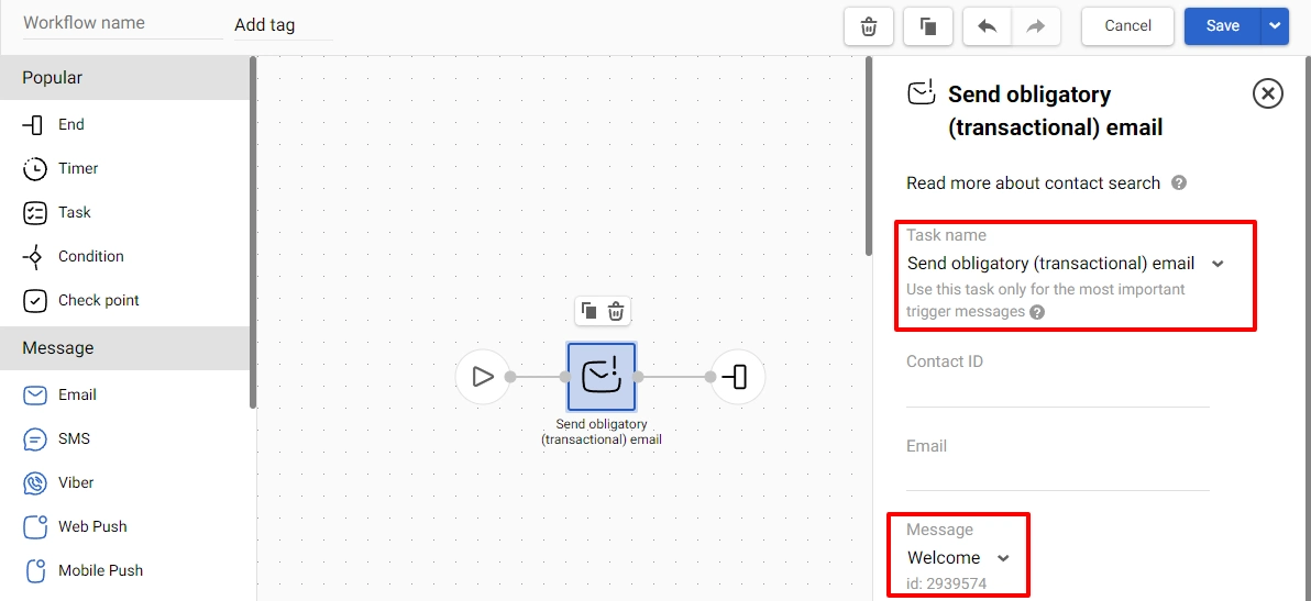 Task block parameters