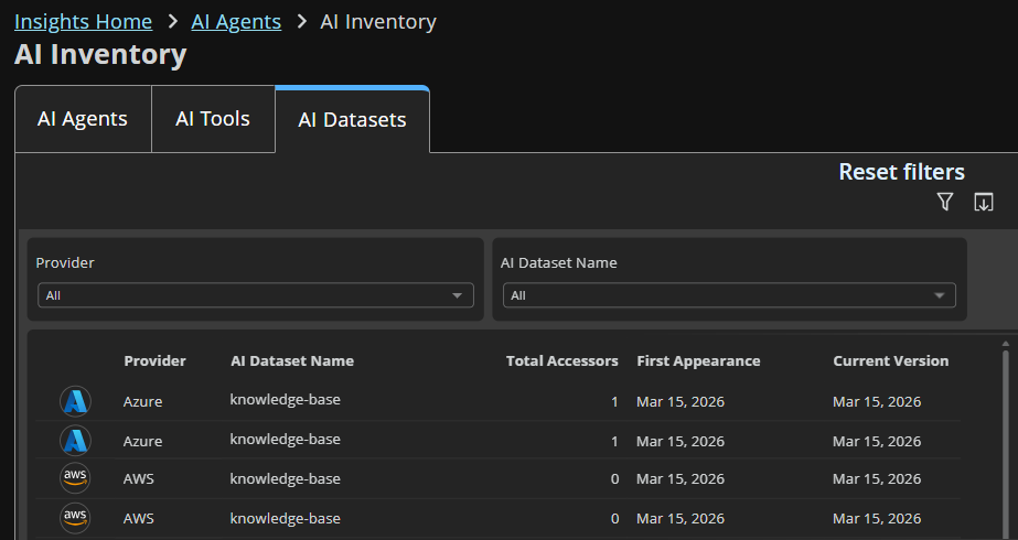AI inventory Tools tab