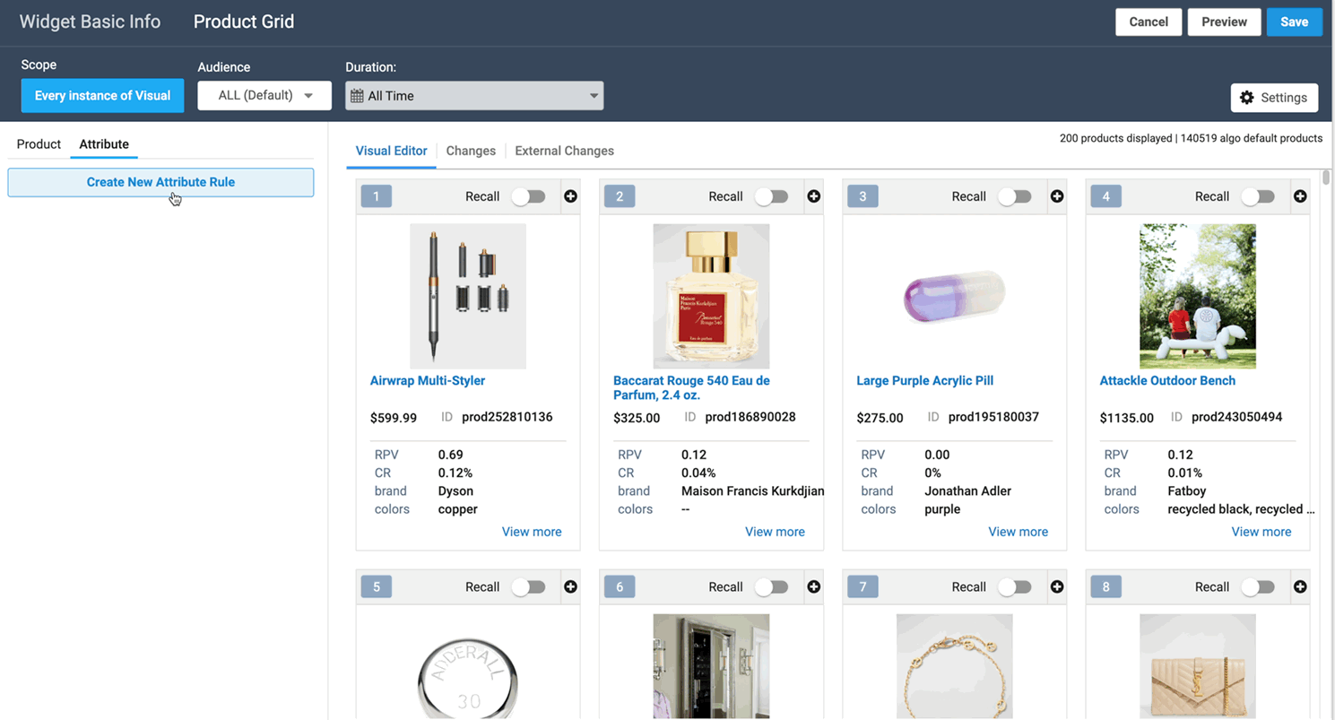 In this example, we boost products with the attribute "new arrivals"