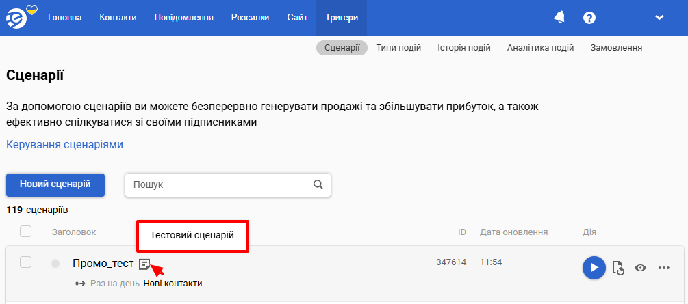 Опис сценарію
