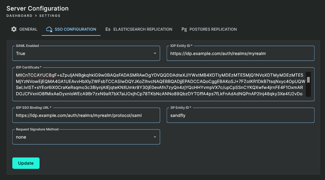 Update SSO Configuration