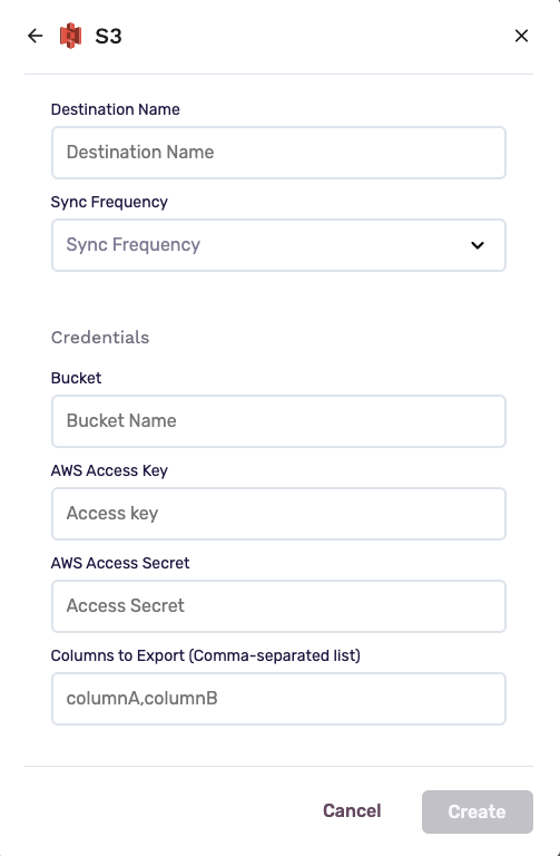 s3 destination config