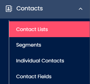 Screnshot of the  **Contacts > Contact Lists** tab