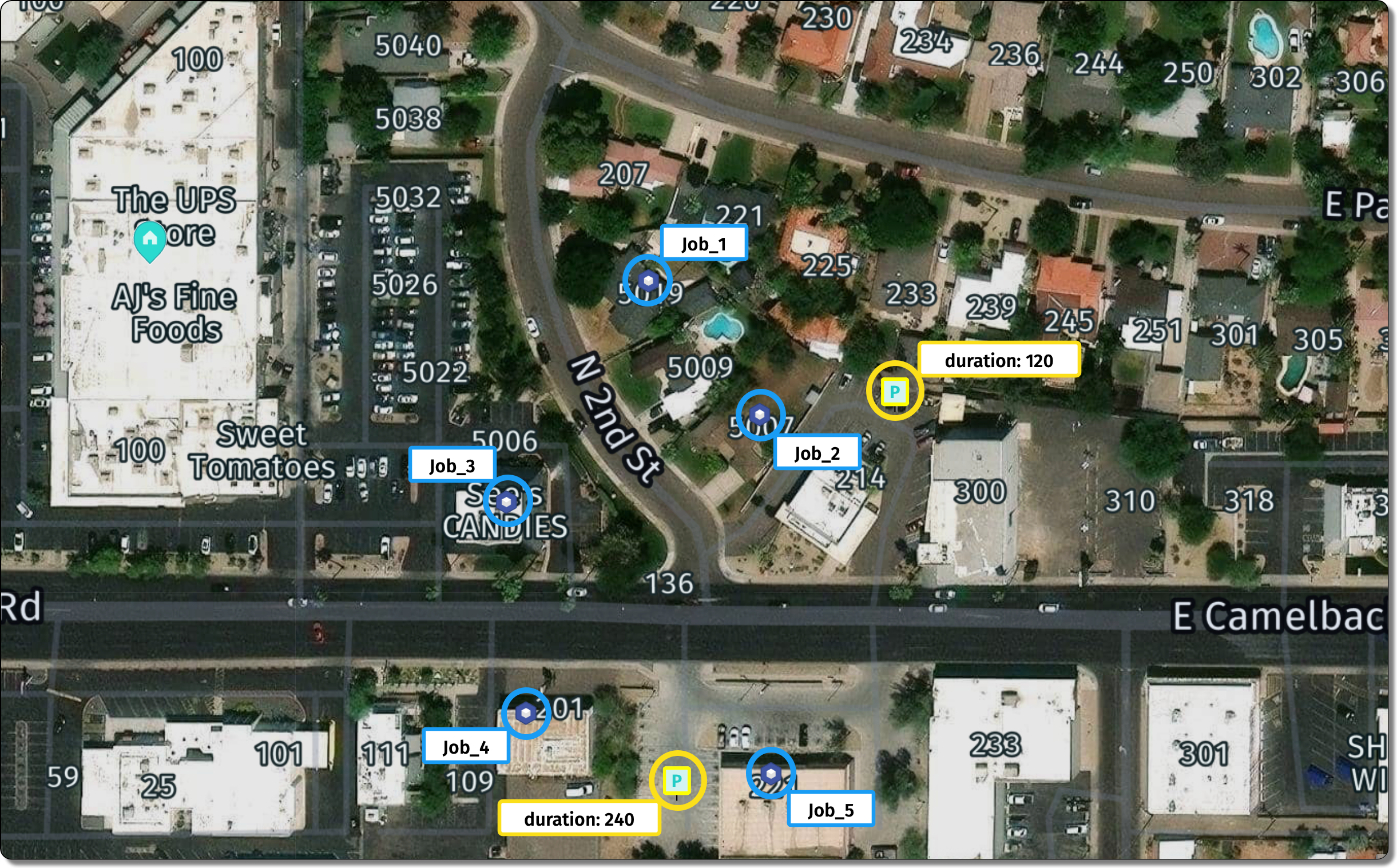 Problem setup showing two parking locations with the same ID