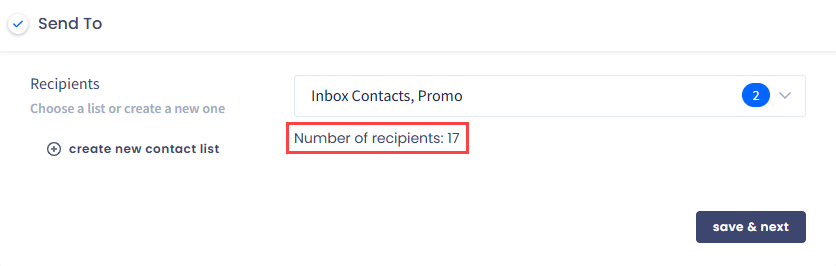 Screenshot of the Send To section