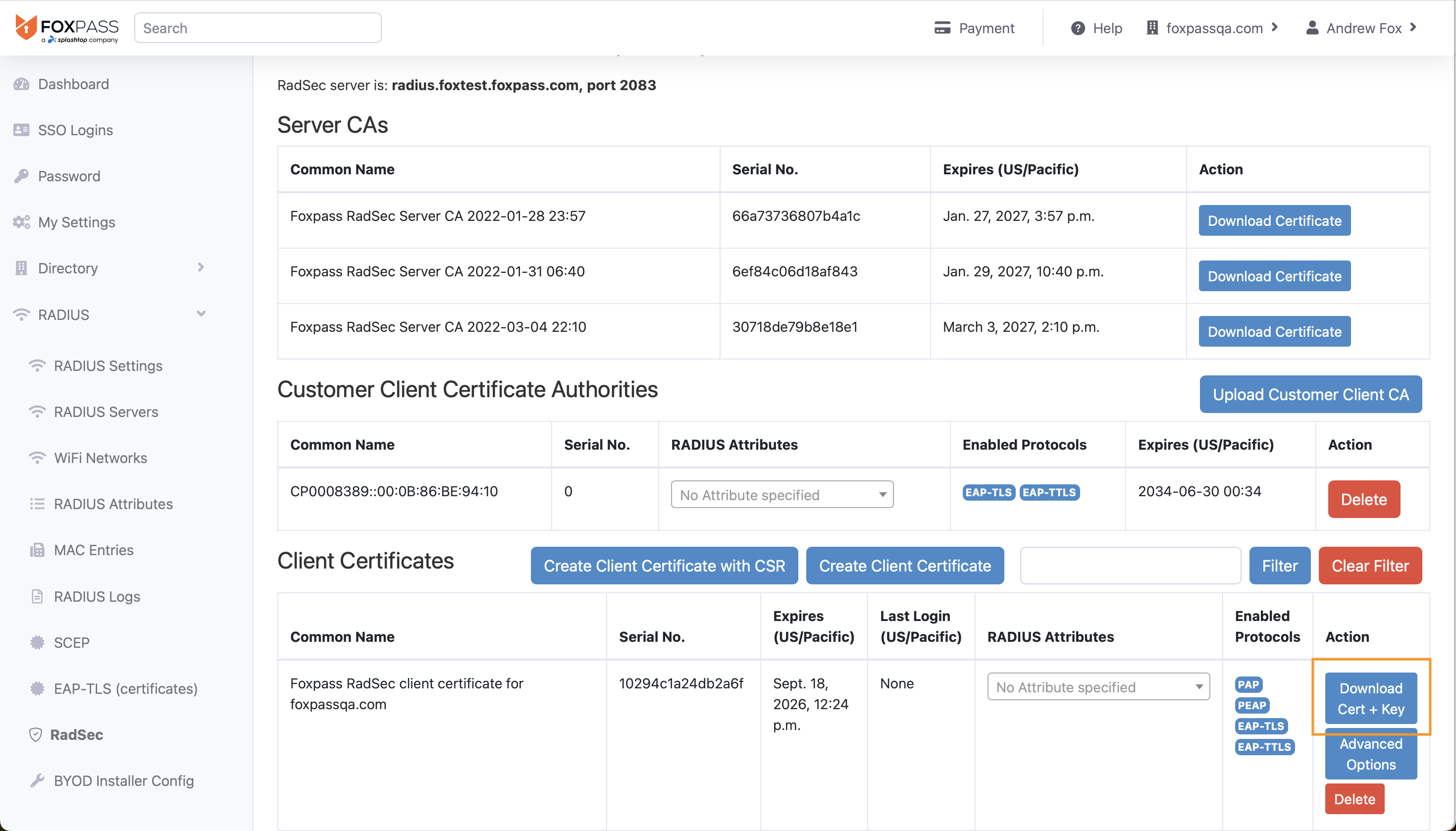 Download RadSec Server CA