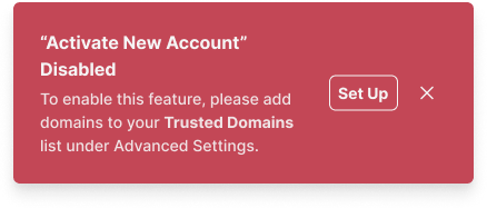 Error notification example with action button