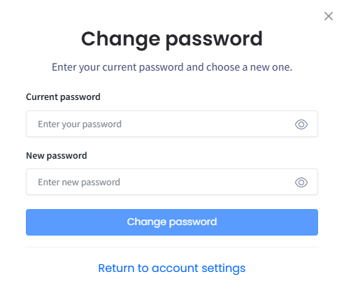 Screenshot of the Change password dialog