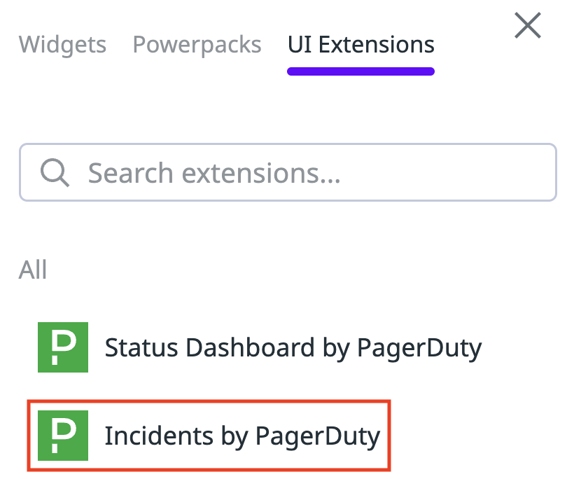 A screenshot of the Datadog UI highlighting the Incidents by PagerDuty widget