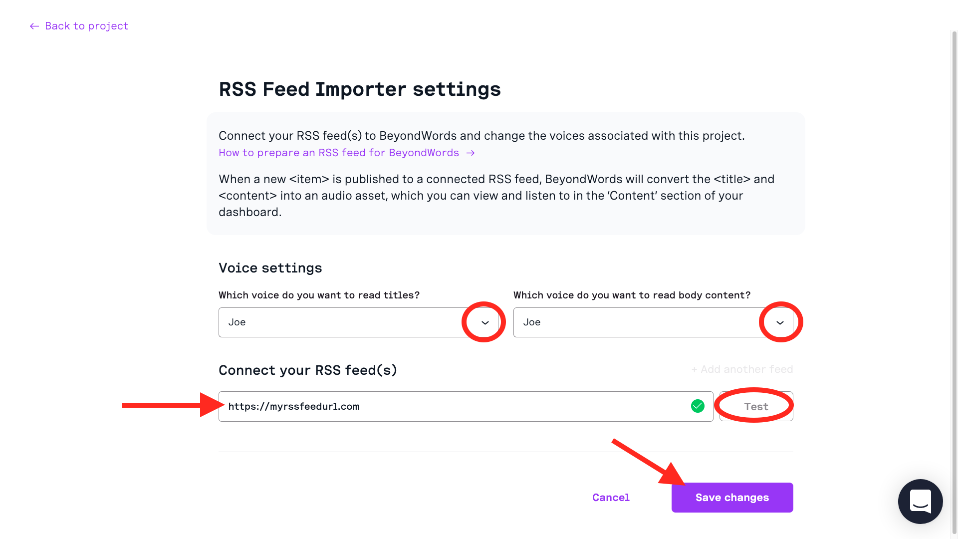 RSS Feed Importer settings - BeyondWords.png