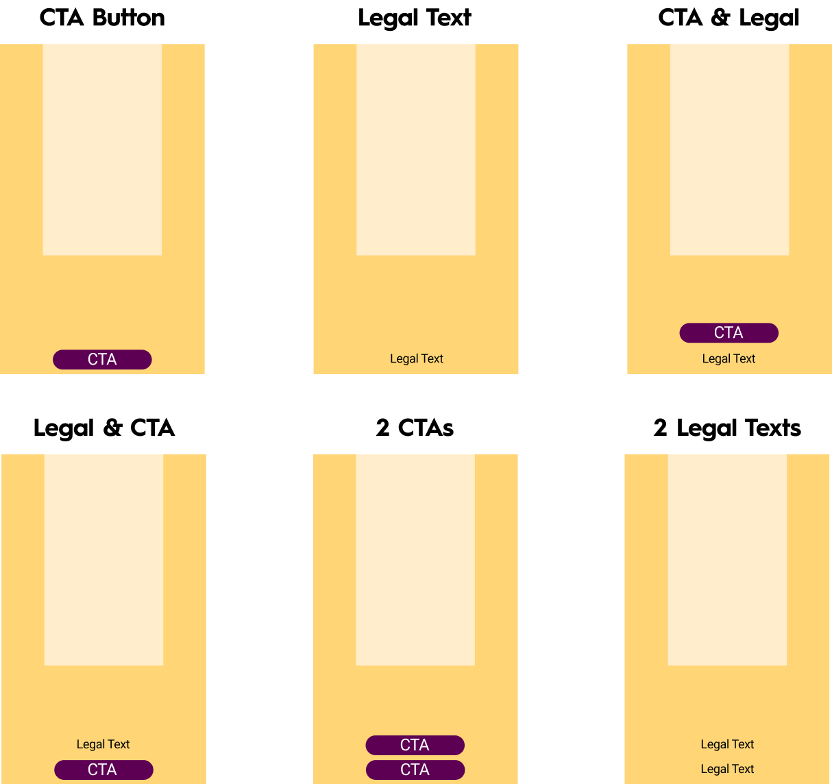 CTA and legal positioning options within the Showcase format