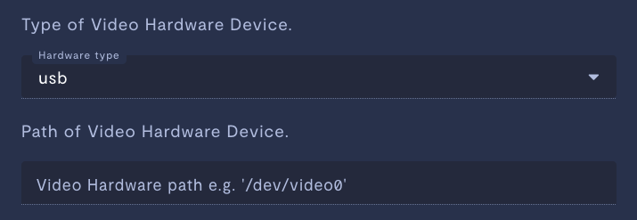 USB camera configuration