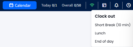 Screenshot with selecting a clock out reason