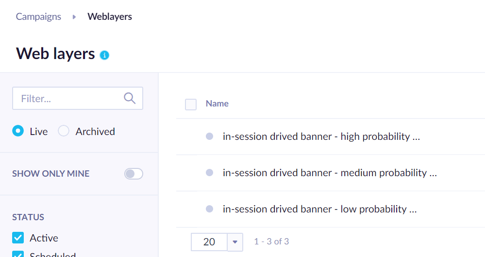In-session weblayers.