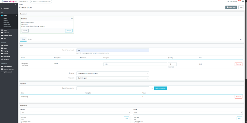 Navigate to the orders page, and click on create new order. 