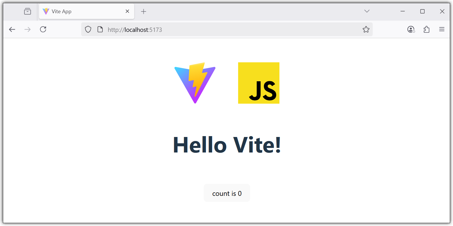 Default Vite project view