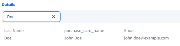 Screenshot of the lead details search option