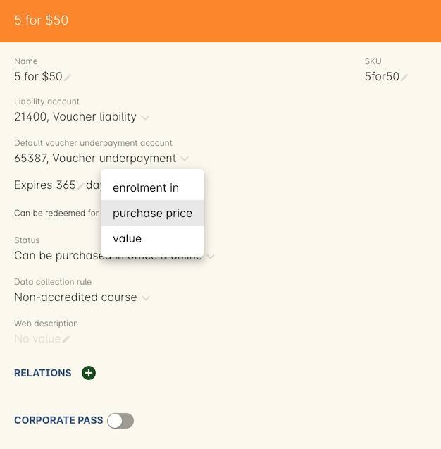 View of the three options you can apply the voucher to.