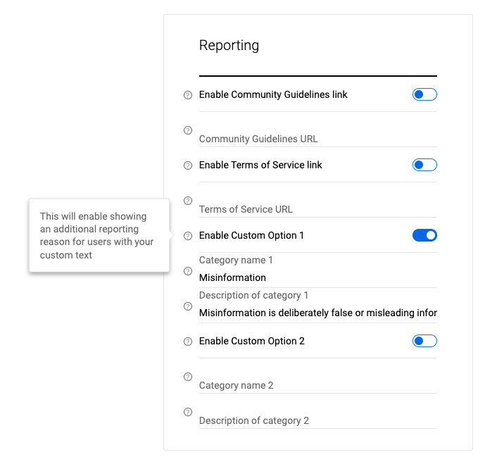 Reporting Reasons in Admin