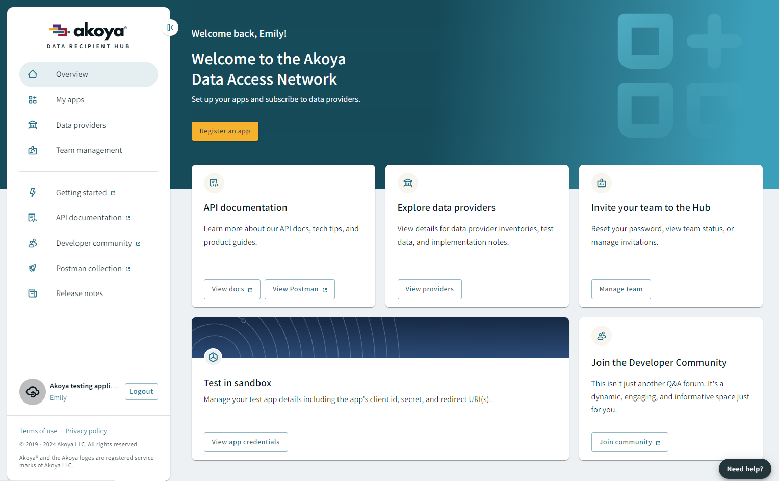 The Akoya Data Recipient Hub
