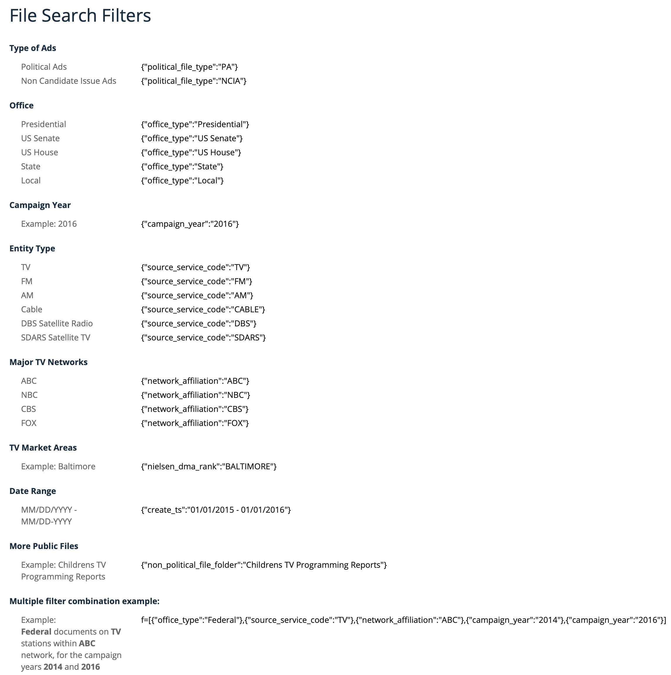 FCC OPIF file search filters