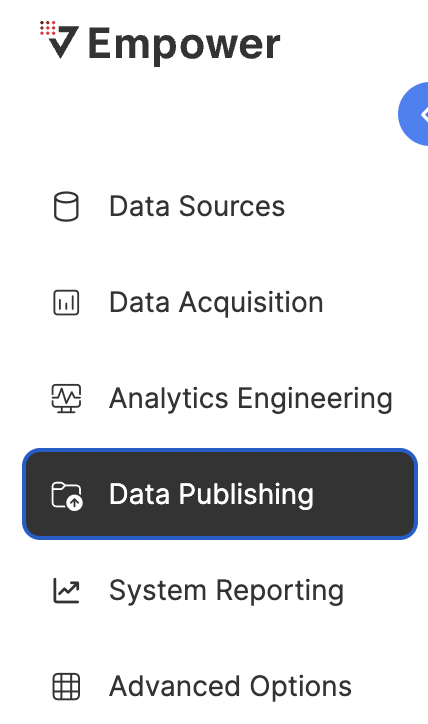 Click Data Publishing to navigate to that module.