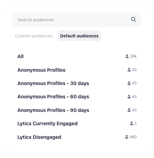 Audience picker for a destination filter