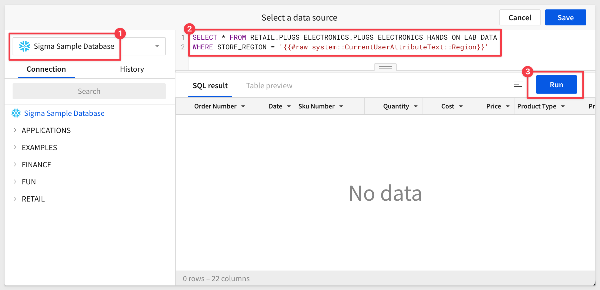 Custom SQL with User Attribute (having no default value set)