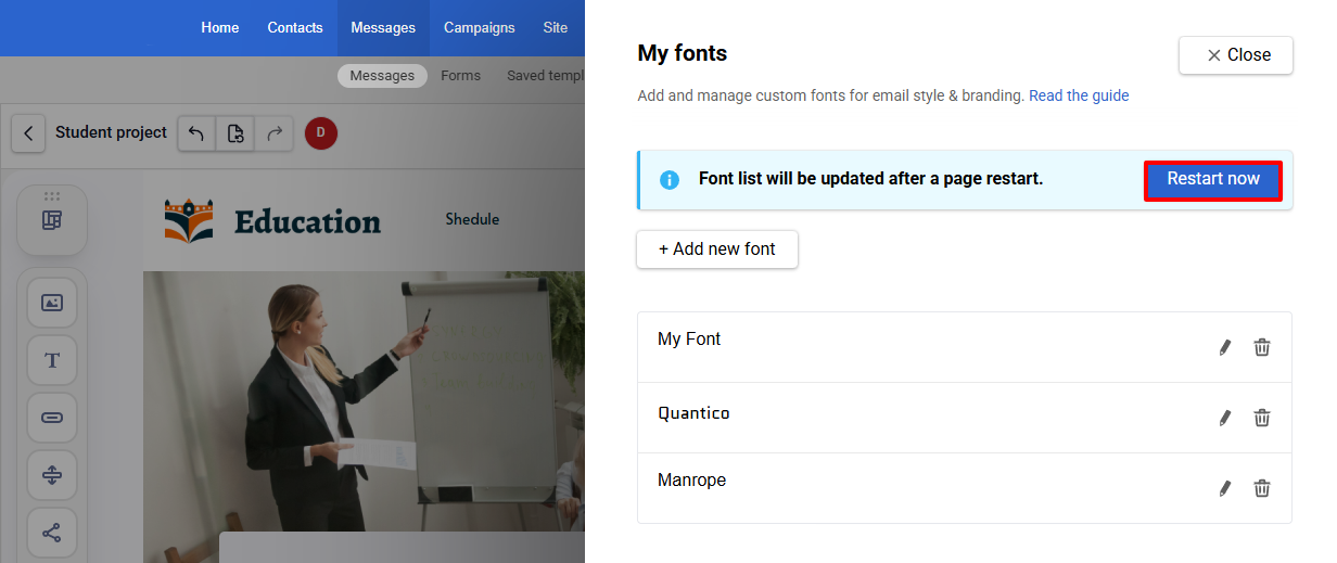 Confirm Page Restart