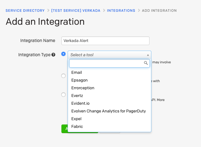 Verkada Integration Type