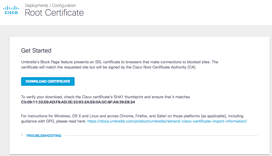 Install The Cisco Umbrella Root Certificate